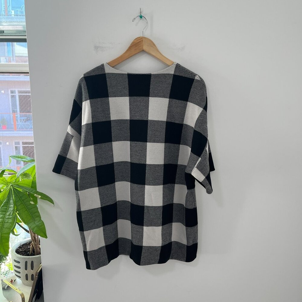 Akris Punto Black & White Plaid Short Sleeve Sweater Size 12 - Picture 7 of 7